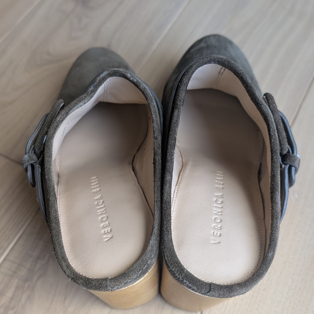 Veronica Beard Women’s Dacey Buckle Suede Clogs Military Green US 7 NWOT NWOB! - Picture 7 of 7